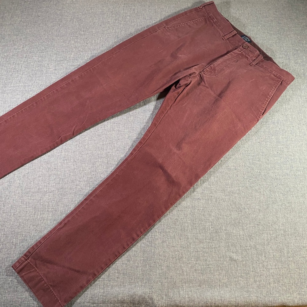 J Crew‎ The Driggs Chino Pants Burgundy Flat Front Men Size 30x30